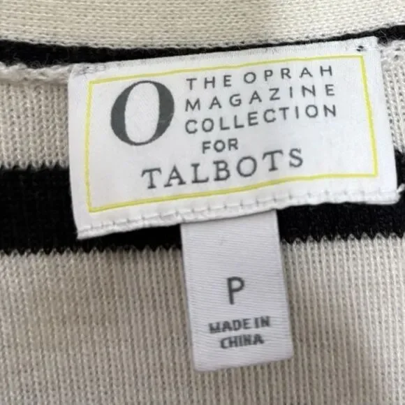 Talbots Oprah collection striped open front cardigan white black size P small - Picture 5 of 8